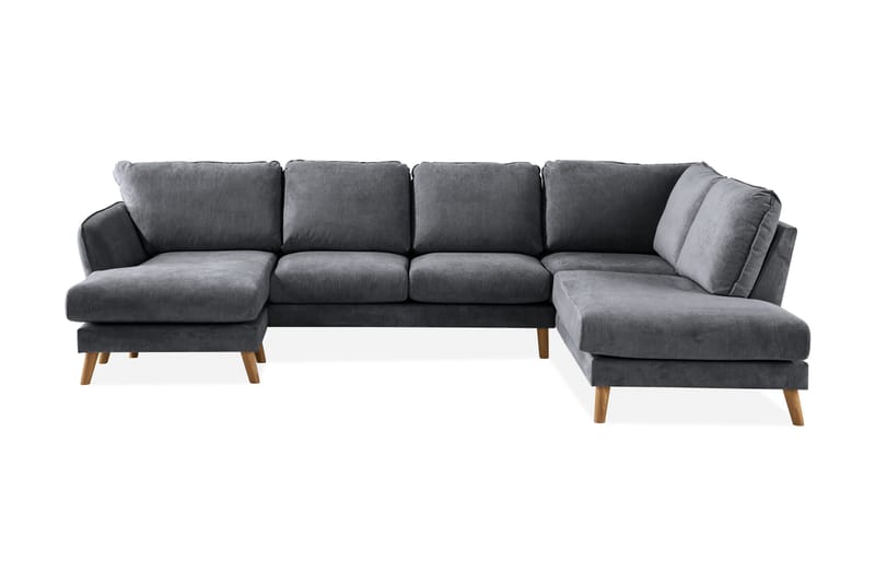 Trend Lyx 4-sits Högervänd U-formad Soffa med Divan och Schäslong i Tyg, Mörkgrå