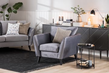 Trend Soffgrupp 3-sits + 2-sits Soffa + Fåtölj + Fotpall i Sammet - Ljusgrå - Products - Möbler - Soffa - Soffgrupp
