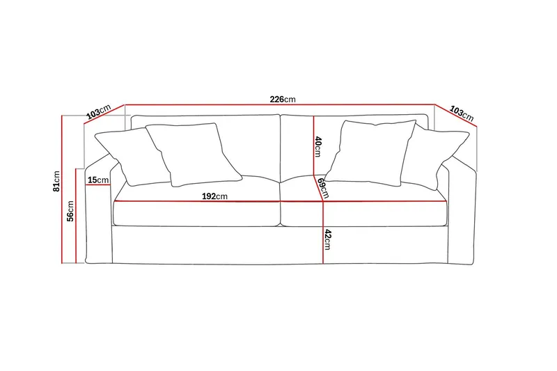 Valencia Extra Djup 3-sits Soffa med avtagbar och tvättbar klädsel - Ljusbrun - Products - Möbler - Soffa - 3 sits soffa