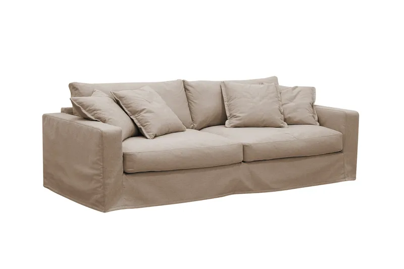 Valencia Extra Djup 3-sits Soffa med avtagbar och tvättbar klädsel - Ljusbrun - Products - Möbler - Soffa - 3 sits soffa