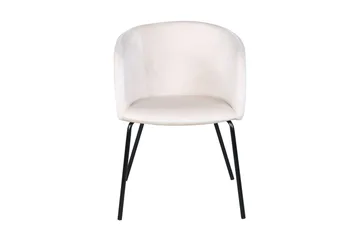 Berit Karmstol Sammet med Armstöd - Vit med svarta ben - Products - Möbler - Fåtölj & stolar - Matstol & köksstol