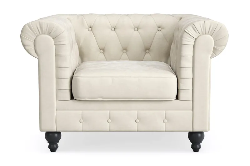 Chesterfield Lyx Stor skön djup sammetsfåtölj - Fåtölj till vardagsrum - Beige Sammet - Products - Möbler - Fåtölj & stolar - Fåtölj - Chesterfield fåtölj
