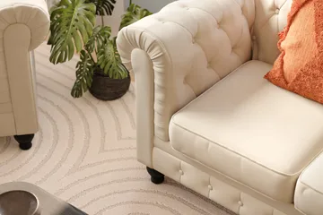 Chesterfield Lyx Stor skön djup sammetsfåtölj - Fåtölj till vardagsrum - Beige Sammet - Products - Möbler - Fåtölj & stolar - Fåtölj - Chesterfield fåtölj