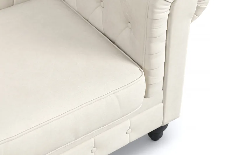 Chesterfield Lyx Stor skön djup sammetsfåtölj - Fåtölj till vardagsrum - Beige Sammet - Products - Möbler - Fåtölj & stolar - Fåtölj - Chesterfield fåtölj