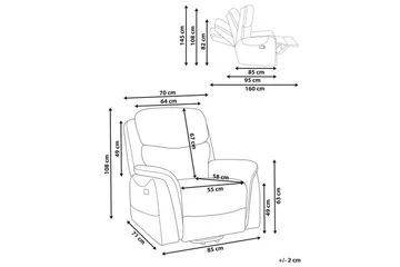Elektrisk reclinerfåtölj Glorie Grå - Grå - Products - Möbler - Fåtölj & stolar - Fåtölj - Massagestol & massagefåtölj