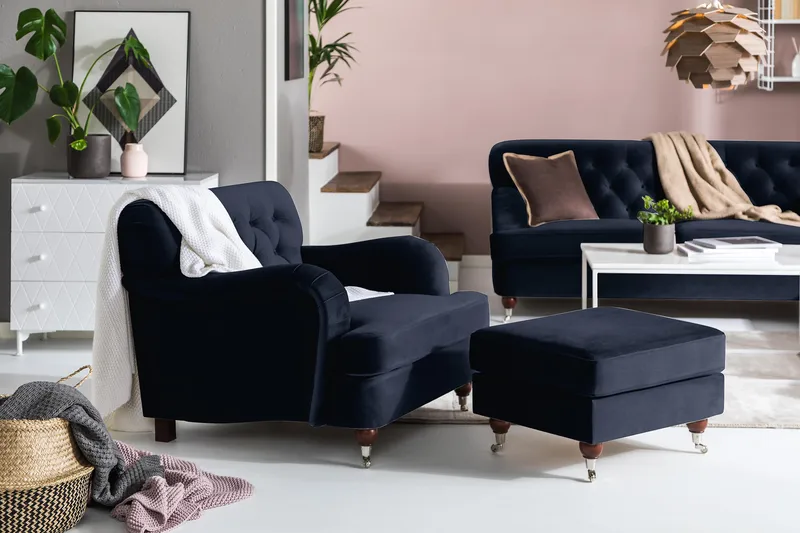 Howard Riviera Sammetsfåtölj - Midnattsblå - Products - Möbler - Fåtölj & stolar - Fåtölj - Howard fåtölj