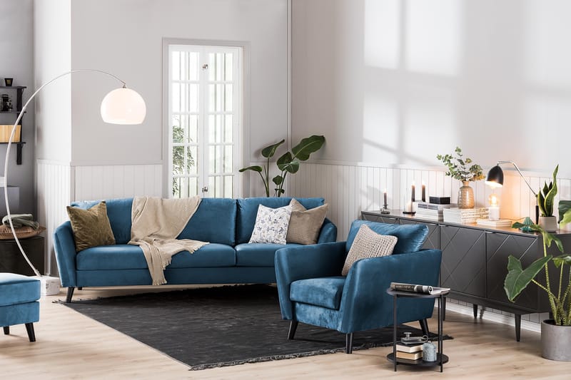Trend Fåtölj med Fotpall - Midnattsblå Sammet - Products - Möbler - Fåtölj & stolar - Fåtölj - Fåtölj med fotpall