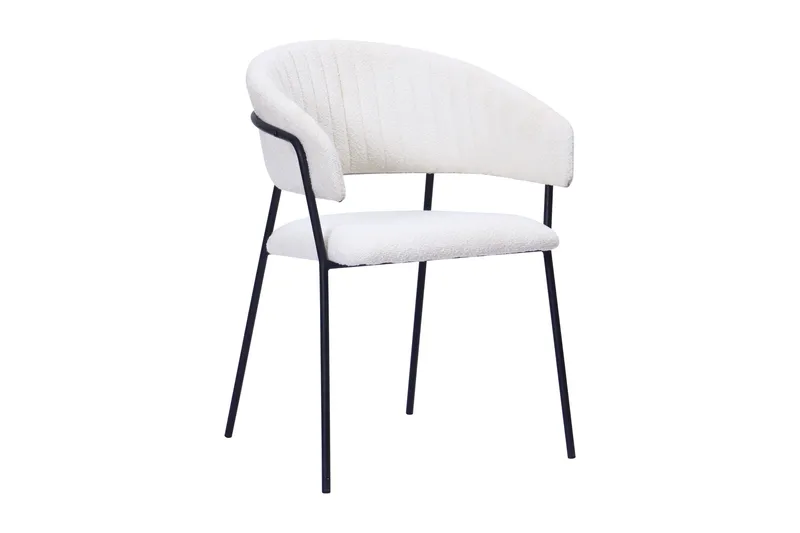 Karol Matstol med armstöd - Vit Bouclé / Metallben Svart - Products - Möbler - Fåtölj & stolar - Karmstol