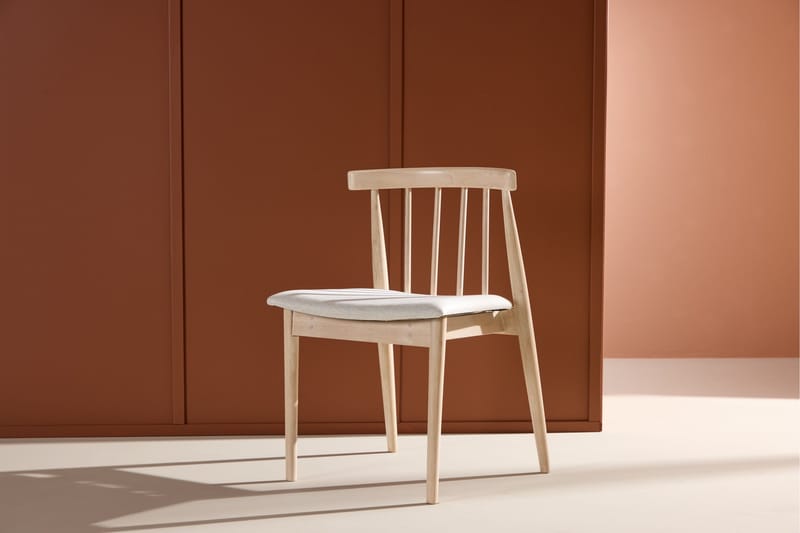Matstol utan armstöd Peach Flora Dining Chair - Whitewash Legs / Beige Fabric Whitewash - Products - Möbler - Fåtölj & stolar - Matstol & köksstol