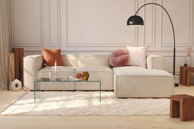 Cubo 1-sits  Rektangulär Fotpallsmodul i Manchester 120 cm bred - Beige - Products - Möbler - Fåtölj & stolar - Pall & puff - Fotpallar