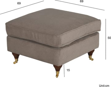 Fotpall Howard Watford Deluxe 69x69 cm - Grå - Products - Möbler - Fåtölj & stolar - Pall & puff - Fotpallar