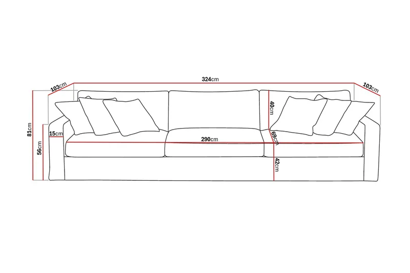 Valencia Extra Djup 5-sits Soffa med avtagbar och tvättbar klädsel - Beige - Products - Möbler - Soffa