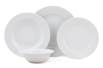 Adine Middagsservis 24 Delar Porslin - Vit - Products - Servering & matlagning - Porslin