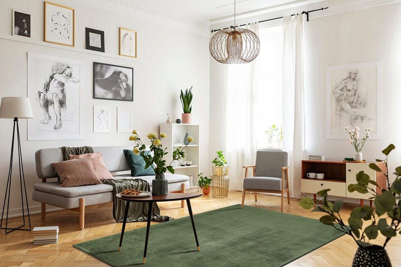 Cozy Ryamatta 160x230 cm Rektangulär - Grön - Products - Textil & mattor - Matta - Modern matta - Ryamatta