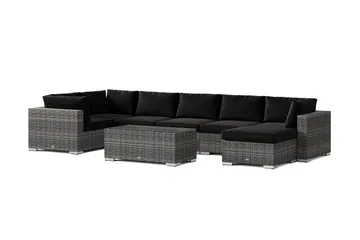Bahamas U-formad utomhus loungegrupp 7-sits med vändbar divan och bord