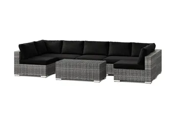 Bahamas U-formad utomhus loungegrupp med öppet avslut, 7-sits med bord, Grå