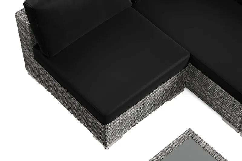 Bahamas U-formad utomhus loungegrupp med öppet avslut, 7-sits med bord och hylla - Grå - Products - Utemöbler & utemiljö - Loungemöbler - Loungeset & loungegrupp