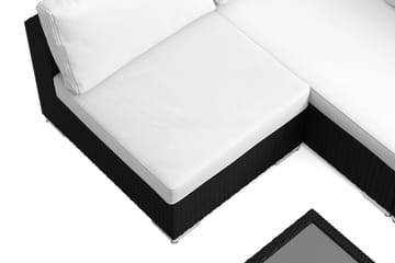 Bahamas U-formad utomhus loungegrupp med öppet avslut, 7-sits med bord och hylla - Svart - Products - Utemöbler & utemiljö - Loungemöbler - Loungeset & loungegrupp