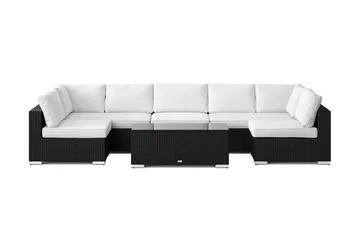 Bahamas U-formad utomhus loungegrupp med öppet avslut, 7-sits med bord - Svart - Products - Utemöbler & utemiljö - Loungemöbler - Loungeset & loungegrupp