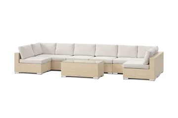 Bahamas U-formad utomhus loungegrupp med öppet avslut, 8-sits med bord