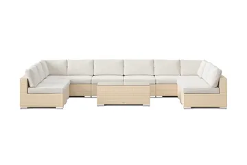 Bahamas U-formad utomhus loungegrupp med öppet avslut, 9-sits med bord - Beige - Products - Utemöbler & utemiljö - Loungemöbler - Loungeset & loungegrupp