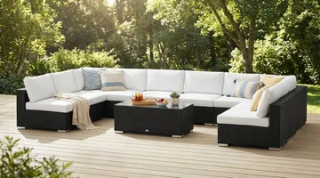 Bahamas U-formad utomhus loungegrupp med öppet avslut, 9-sits med bord - Svart - Products - Utemöbler & utemiljö - Loungemöbler - Loungeset & loungegrupp