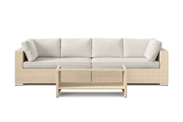 Bahamas utesoffa 4-sits med bord och hylla - Beige - Products - Utemöbler & utemiljö - Loungemöbler - Loungeset & loungegrupp