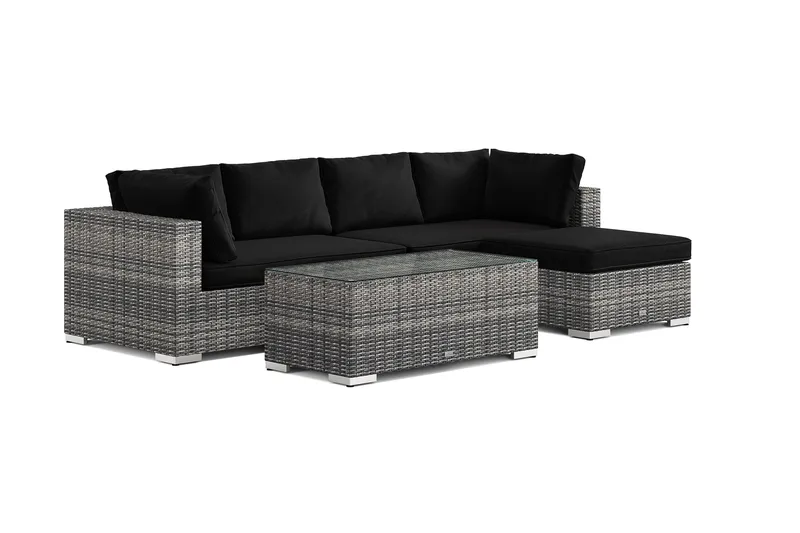 Bahamas utomhus divansoffa 5-sits med vändbar divan och bord, Grå