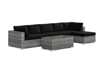 Bahamas utomhus divansoffa 6-sits med vändbar divan och bord, Grå