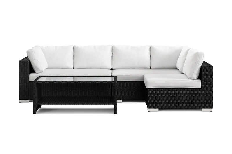 Bahamas utomhus loungegrupp 5-sits med vändbar schäslong och bord med hylla - Svart - Products - Utemöbler & utemiljö - Loungemöbler - Loungeset & loungegrupp