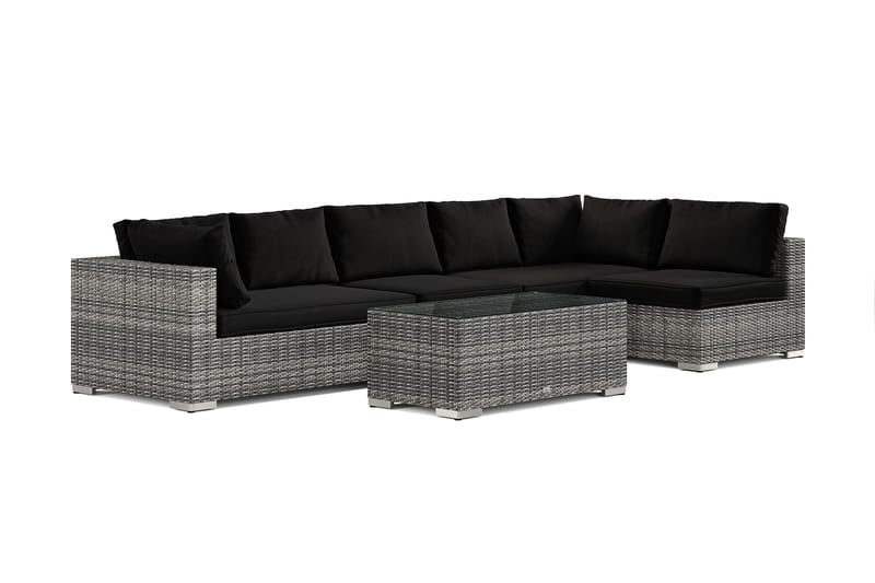 Bahamas utomhus loungegrupp 6-sits med vändbar schäslong och bord, Grå