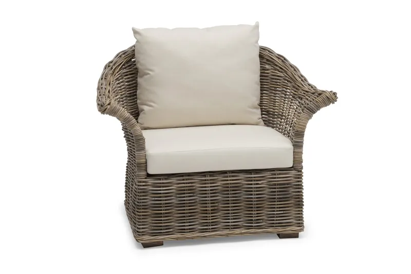 Edsklinta Utefåtölj m Dyna Rotting/Vit, Hillerstorp