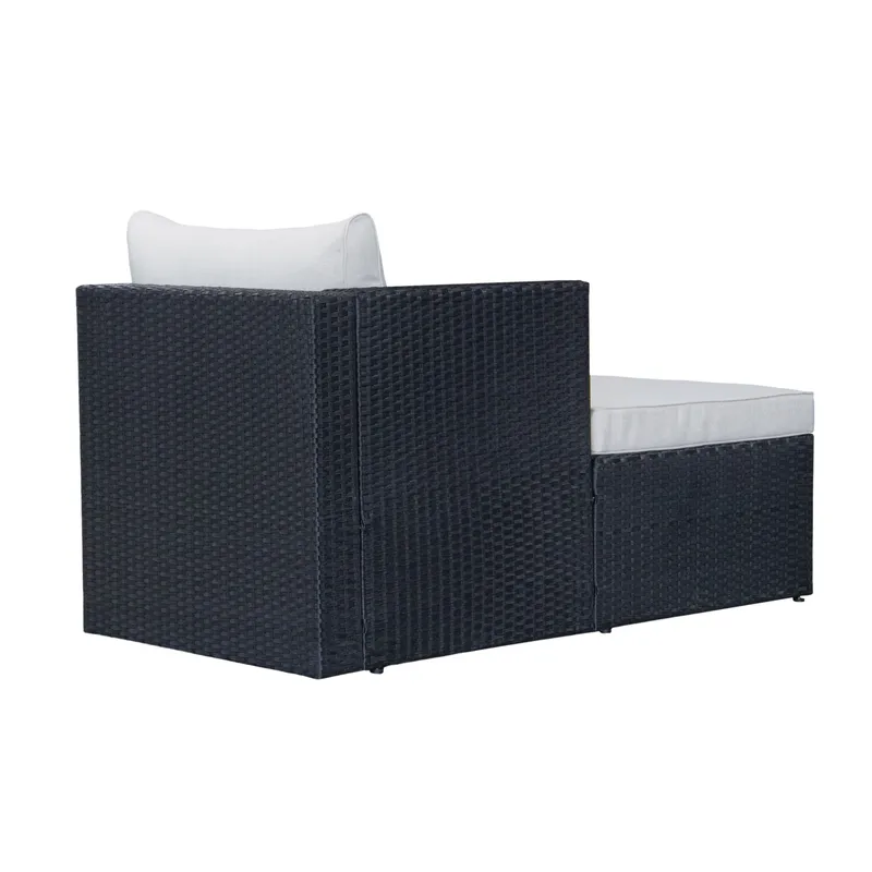 Mendoza l-formad 4-sits soffgrupp i konstrotting för altan och terrass - Svart / Vita dynor - Products - Utemöbler & utemiljö - Loungemöbler - Loungeset & loungegrupp