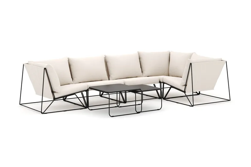 Usteryd utomhus hörnsoffa 5-sits vändbar, Svart/Beige