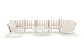 Usteryd utomhus hörnsoffa 7-sits vändbar med fåtölj - Beige/Striped - Products - Utemöbler & utemiljö - Loungemöbler - Loungeset & loungegrupp