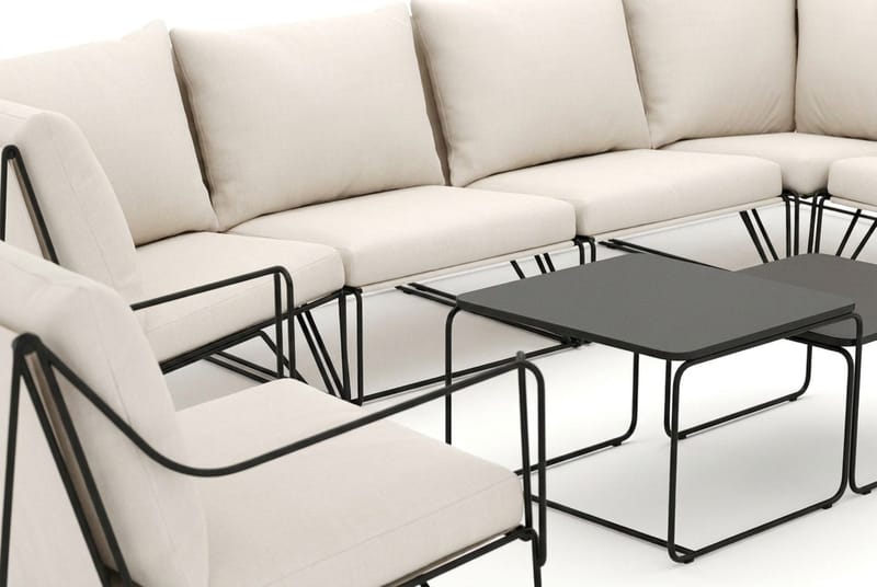 Usteryd utomhus hörnsoffa 8-sits vändbar med fåtölj - Svart/Beige - Products - Utemöbler & utemiljö - Loungemöbler - Loungesoffor