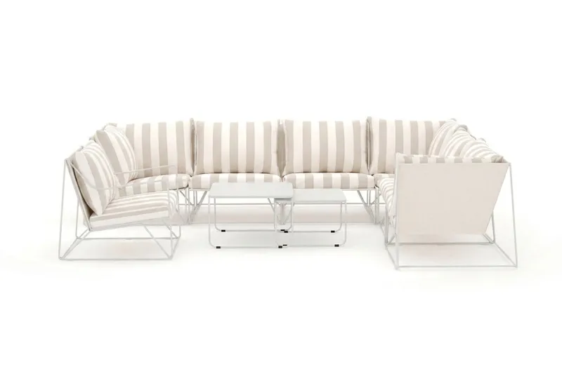 Usteryd utomhus L-soffa 7-sits vändbar med fåtölj - Beige/Striped - Products - Utemöbler & utemiljö - Loungemöbler - Loungesoffor