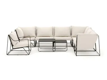Usteryd utomhus L-soffa 7-sits vändbar med fåtölj - Svart/Beige - Products - Utemöbler & utemiljö - Loungemöbler - Loungeset & loungegrupp