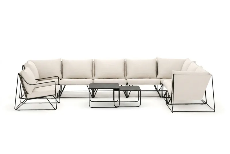 Usteryd utomhus L-soffa 8-sits vändbar med fåtölj - Svart/Beige - Products - Utemöbler & utemiljö - Loungemöbler - Loungesoffor