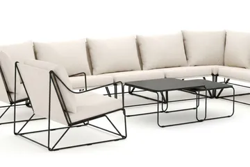 Usteryd utomhus L-soffa 8-sits vändbar med fåtölj - Svart/Beige - Products - Utemöbler & utemiljö - Loungemöbler - Loungesoffor