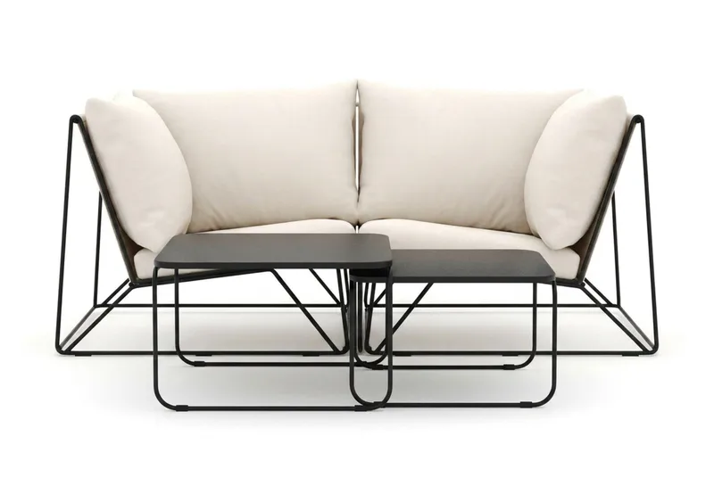 Usteryd utomhus rak 2-sits soffa - Svart/Beige - Products - Utemöbler & utemiljö - Balkong & altan - Balkongmöbler - Balkongsoffa