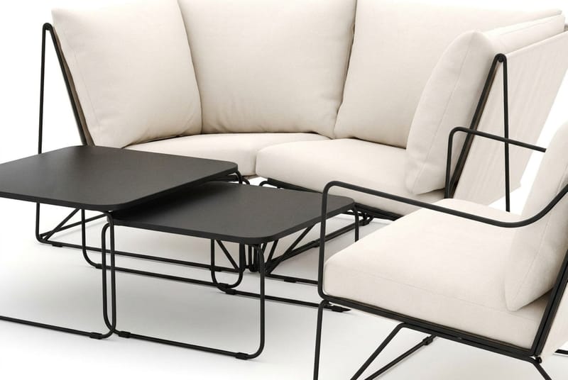 Usteryd utomhus rak 3-sits soffa med fåtölj - Svart/Beige - Products - Utem öbler & utemiljö - Loungemöbler - Loungeset & loungegrupp