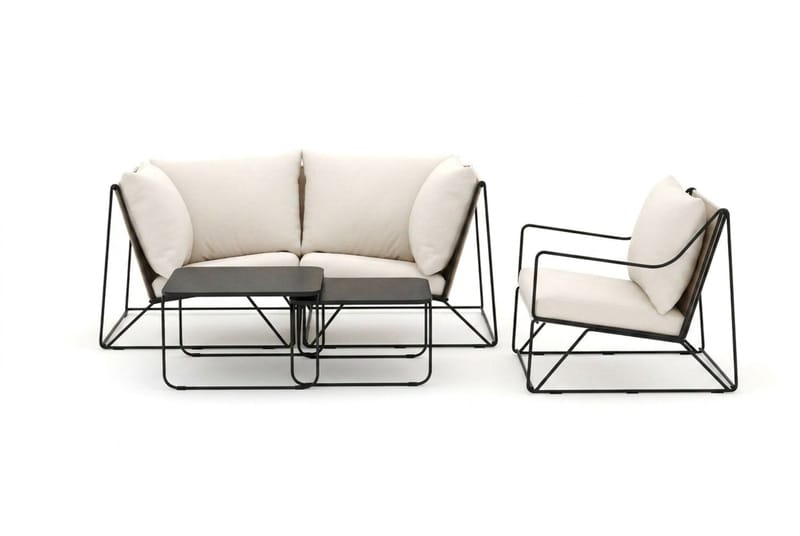 Usteryd utomhus rak 3-sits soffa med fåtölj - Svart/Beige - Products - Utemöbler & utemiljö - Loungemöbler - Loungeset & loungegrupp