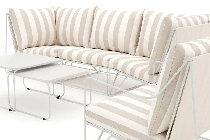 Usteryd utomhus rak 4-sits soffa med fåtölj - Beige/Striped - Products - Utemöbler & utemiljö - Loungemöbler - Loungesoffor