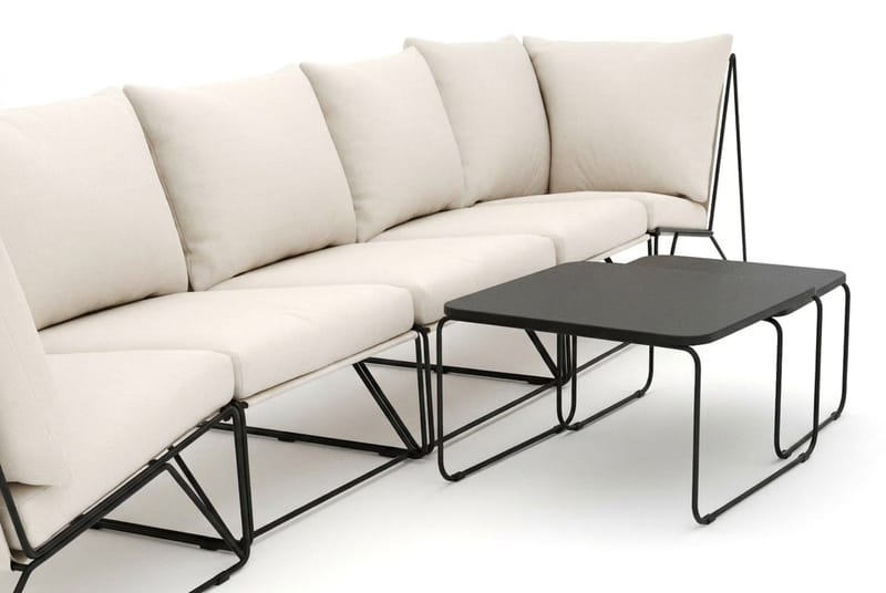 Usteryd utomhus rak 5-sits soffa - Svart/Beige - Products - Utemöbler & utemiljö - Loungemöbler - Loungeset & loungegrupp