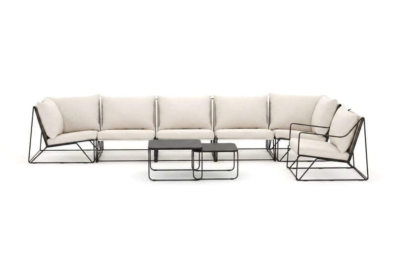 Usteryd utomhus rak 6-sits soffa med fåtölj - Svart/Beige - Products - Utemöbler & utemiljö - Loungemöbler - Loungeset & loungegrupp