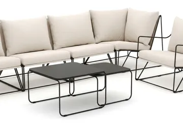 Usteryd utomhus rak 6-sits soffa med fåtölj - Svart/Beige - Products - Utemöbler & utemiljö - Loungemöbler - Loungeset & loungegrupp