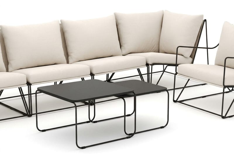 Usteryd utomhus rak 6-sits soffa med fåtölj - Svart/Beige - Products - Utem öbler & utemiljö - Loungemöbler - Loungeset & loungegrupp