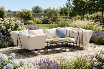 Usteryd utomhus U-soffa 6-sits med stängt avslut - Svart/Beige - Products - Utemöbler & utemiljö - Loungemöbler - Loungesoffor