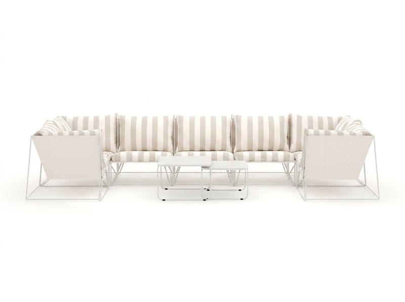 Usteryd utomhus U-soffa 7-sits med stängt avslut - Beige/Striped - Products - Utemöbler & utemiljö - Loungemöbler - Loungeset & loungegrupp